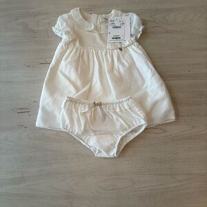 Mayoral White Casual Dress with Puff Sleeves